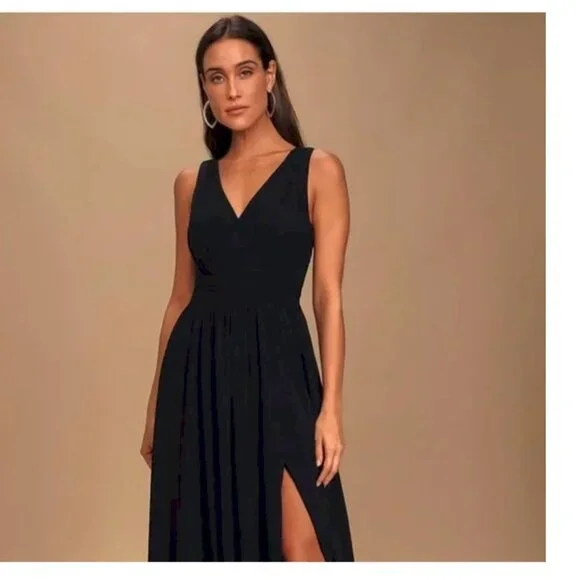 Thoughts of Hue Black Surplice Maxi Dress Size Small NWOT - Picture 7 of 8